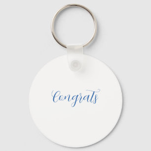 Gefeliciteerd naam blauw stijlvolle afstudeerdatum sleutelhanger