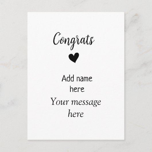 Gefeliciteerd naam toevoegen bericht afgestudeerde briefkaart (Voorkant)