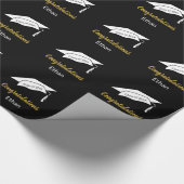 Gefeliciteerd, naam van Black and White Graduate Cadeaupapier (Hoek)