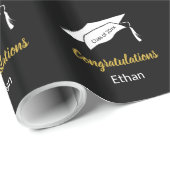 Gefeliciteerd, naam van Black and White Graduate Cadeaupapier (Rol Hoek)