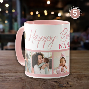 Gefeliciteerd Nana 5 Foto Collage Roze Mok