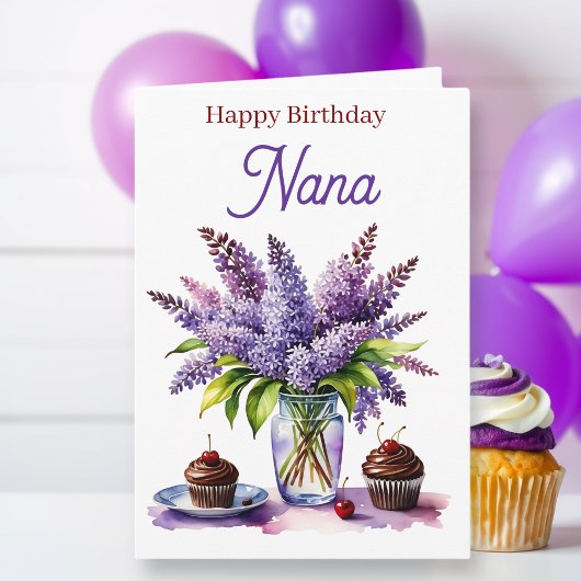 Gefeliciteerd Nana | Seringen en Cupcakes Kaart