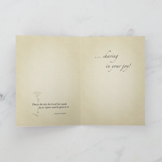 Gefeliciteerd, Natuurlijke Wildbloem, Religieus Kaart (Binnen)