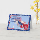 Gefeliciteerd Navy Afstuderen kaart met vlaggen (Gele Bloem)