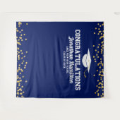 Gefeliciteerd Navy Blauw Goud Afstudeerfeest Achte Wandkleed (Voorkant (horizontaal))