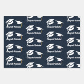 Gefeliciteerd Navy Blue afstuderen Inpakpapier Vel (Voorkant 2)