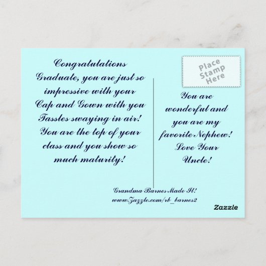 Gefeliciteerd neef Afstuderen post Kaart (Achterkant)