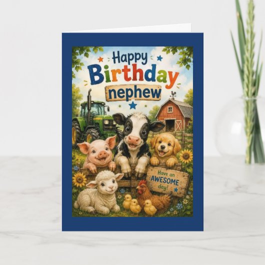 Gefeliciteerd Neef Boerderijdieren  Kaart (Voorkant)