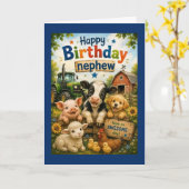 Gefeliciteerd Neef Boerderijdieren  Kaart (Gele Bloem)