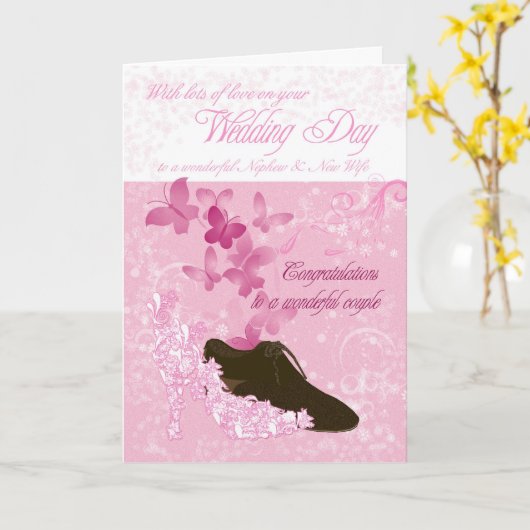 Gefeliciteerd Nephew en nieuwe huwelijksdag Kaart (Gele Bloem)