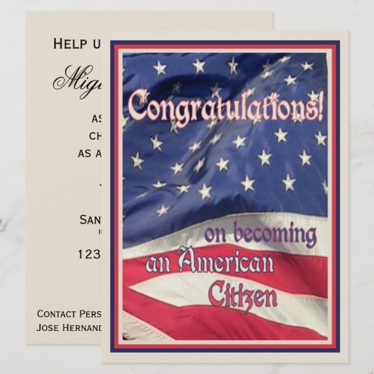 Gefeliciteerd, New American Citizen! Kaart (Voorkant / Achterkant)