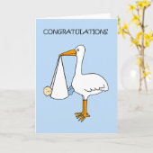 Gefeliciteerd New Baby Boy met Stork Kaart (Gele Bloem)