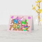 Gefeliciteerd, New Baby Girl met Teddy Bears Car Kaart (Gele Bloem)