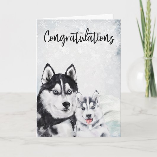 Gefeliciteerd, New Baby Mama Husky Dog Kaart (Voorkant)