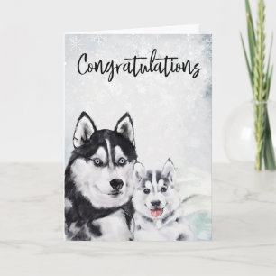 Gefeliciteerd Nieuw Baby Mama Husky Hond  Kaart
