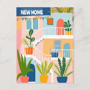 GEFELICITEERD Nieuw Home Schattige Tropisch Appart Briefkaart