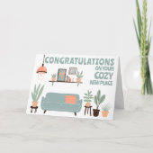 Gefeliciteerd Nieuw Huis Gezellige Schattigee Woon Kaart (Voorkant)