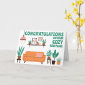 Gefeliciteerd Nieuw Huis Gezellige Schattigee Woon Kaart (Gele Bloem)