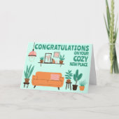 Gefeliciteerd Nieuw Huis Gezellige Schattigee Woon Kaart (Voorkant)