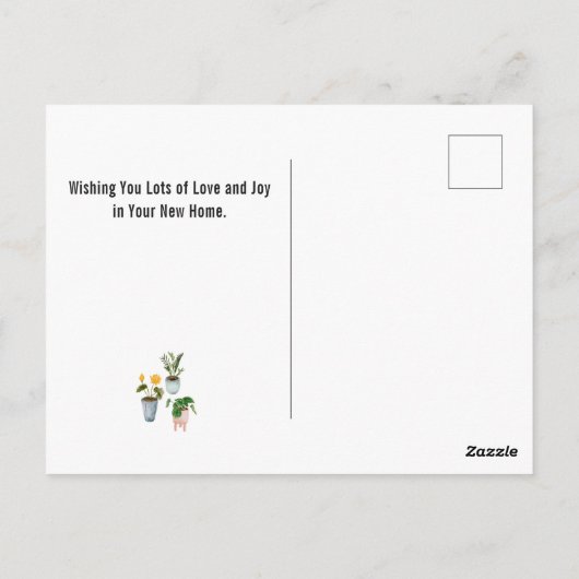 Gefeliciteerd Nieuw Huis Mooie Potted Bloemen Plan Briefkaart (Achterkant)