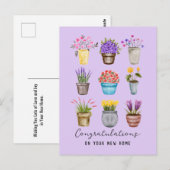 Gefeliciteerd Nieuw huis Stijlvolle potbloemen Briefkaart (Voorkant / Achterkant)