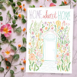 Gefeliciteerd Nieuw Huis Sweet Garden Door Custom Kaart<br><div class="desc">Ook beschikbaar als een digitale download om snel te e-mailen en op te slaan op de porto. Zoete kleurrijke tekening van een voordeur en tuin om iemand te feliciteren met hun nieuwe huis of hen te verwelkomen in de buurt! Klik op "Personaliseren" hierboven om de tekst te bewerken. Klik vervolgens...</div>