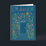 Gefeliciteerd Nieuw Huis Sweet Garden Door Custom Kaart<br><div class="desc">Ook beschikbaar als een digitale download om snel te e-mailen en op te slaan op de porto. Zoete kleurrijke tekening van een voordeur en tuin om iemand te feliciteren met hun nieuwe huis of hen te verwelkomen in de buurt! Klik op "Personaliseren" hierboven om de tekst te bewerken. Klik vervolgens...</div>