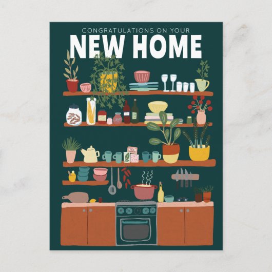 GEFELICITEERD NIEUW HUIS VERHUIZING Mooie Keuken Briefkaart (Voorkant)