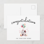 Gefeliciteerd Nieuw Huiseigenaar Ballon Onroerend  Briefkaart (Voorkant / Achterkant)