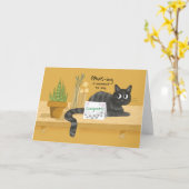 Gefeliciteerd Nieuw Plant Grappige Pun met Cat Kaart (Gele Bloem)