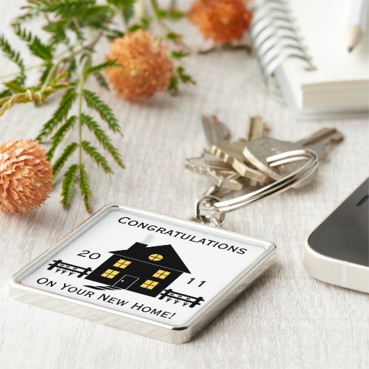 Gefeliciteerd Nieuw Sleutelhanger Huis (Zijkant)