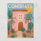 Gefeliciteerd Nieuw Thuis Adobe Huis Cactus Aangep Briefkaart (Voorkant)