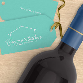 Gefeliciteerd Nieuw Thuis Silhouet Bewerkbare Kleu Cadeaulabel