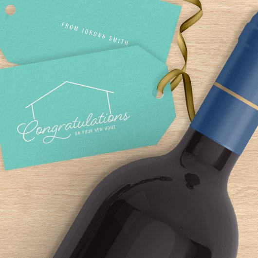 Gefeliciteerd Nieuw Thuis Silhouet Bewerkbare Kleu Cadeaulabel