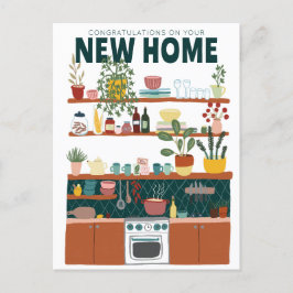GEFELICITEERD NIEUW THUIS VERHUIZING Cute Kitchen Briefkaart
