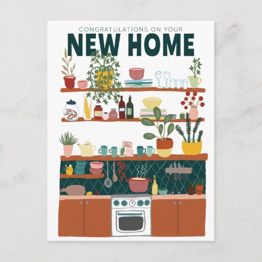 GEFELICITEERD NIEUW THUIS VERHUIZING Cute Kitchen Briefkaart (Voorkant)