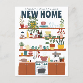 GEFELICITEERD NIEUW THUIS VERHUIZING Cute Kitchen Briefkaart