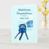 Gefeliciteerd Nieuwe Auto Blauw Aanpassen Naam Sle Kaart (Gele Bloem)