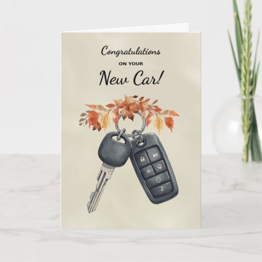 Gefeliciteerd Nieuwe Auto Herfstbladeren Kaart (Voorkant)