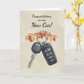 Gefeliciteerd Nieuwe Auto Herfstbladeren Kaart (Gele Bloem)