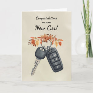 Gefeliciteerd Nieuwe Auto Herfstbladeren Kaart