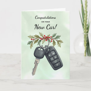 Gefeliciteerd Nieuwe Auto Kerst Holly Berries Kaart