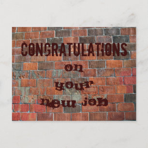 Gefeliciteerd Nieuwe Baan bakstenen muur Briefkaart
