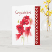 Gefeliciteerd Nieuwe baan rode papies tuinklep Kaart (Gele Bloem)