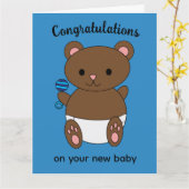 Gefeliciteerd Nieuwe Baby Boy Beer Personaliseer K Kaart (Gele Bloem)