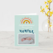 Gefeliciteerd Nieuwe Baby Boy Foto Rainbow Kaart (Gele Bloem)