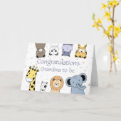 Gefeliciteerd Nieuwe Baby Fun Animal Cartoons Gran Kaart (Gele Bloem)