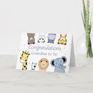 Gefeliciteerd Nieuwe Baby Fun Animal Cartoons Gran Kaart