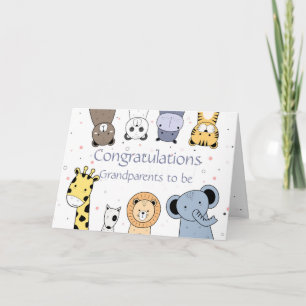 Gefeliciteerd Nieuwe Baby Fun Animal Cartoons groo Kaart