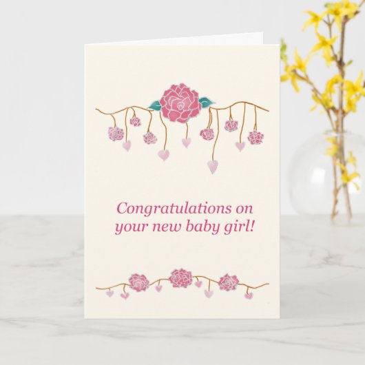 Gefeliciteerd, nieuwe baby kaart (Gele Bloem)